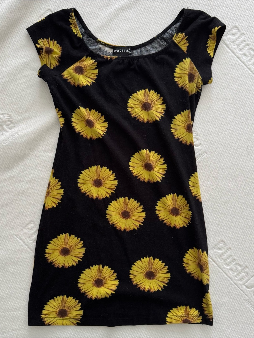 Wet Seal Black Mini Dress with Yellow Sunflower Print